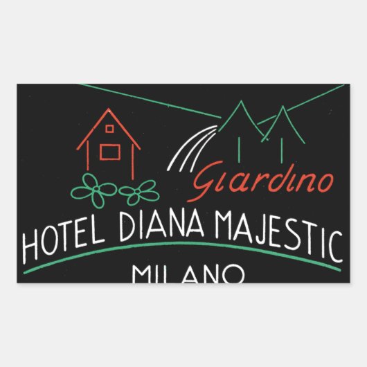 Vintages Hotel Milano Rechteckiger Aufkleber (Vorderseite)