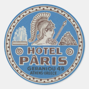 Vintages Hotel Paris Art Runder Aufkleber