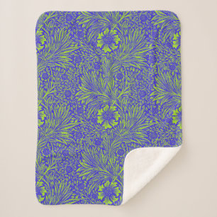 Vintages hübsches blaues Linden-Blumenmuster Sherpadecke