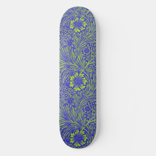 Vintages hübsches blaues Linden-Blumenmuster Skateboard (Vorderseite)
