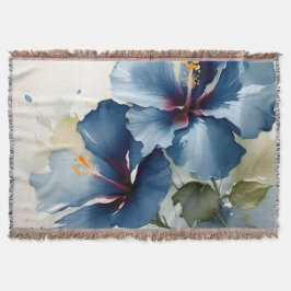 Vintages hübsches Blue Hibiskus Aquarellbild Decke