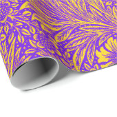 Vintages hübsches lila-gelbes Blumenmuster Geschenkpapier (Rolleneckpunkt)