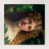 Vintages Hübsches Mädchen mit roten Blume Puzzle (Horizontal)