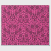 Vintages hübsches Rosa und Maronblütenmuster Geschenkpapier (Flach)