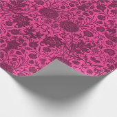 Vintages hübsches Rosa und Maronblütenmuster Geschenkpapier (Ecke)