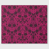 Vintages hübsches schwarzes Blumenmuster auf Nebel Geschenkpapier (Flach)