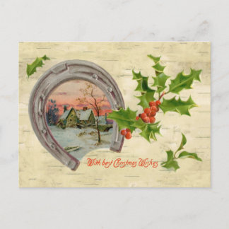 Vintages Hufeisenstechpalmen-Weihnachten Feiertagspostkarte