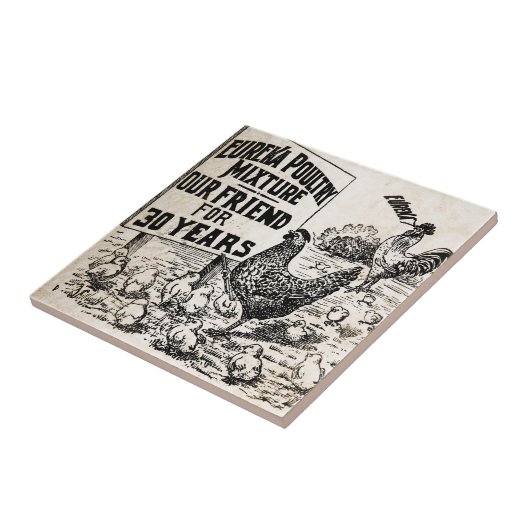 Vintages Huhn füttern Werbung Fliese (Seite)