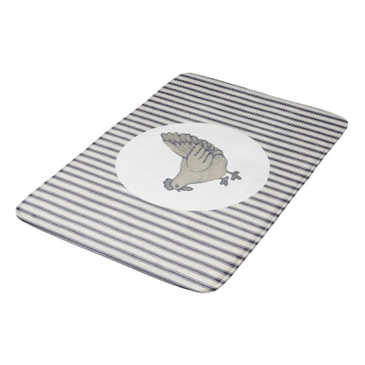 Vintages Hühnchen und Knöchelstreifen Badematte (Schrägansicht)