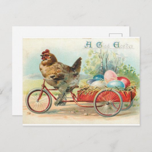 Vintages Hühnchen und Ostereier Postkarte (Vorne/Hinten)