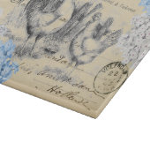 Vintages Hühnerblauer Blume Postkarte Schneidebrett (Ecke)