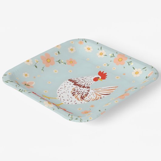 Vintages Hühnerhaus Pappteller (Gewinkelt)