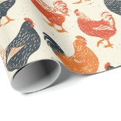 Vintages Hühnermuster Geschenkpapier (Rolleneckpunkt)