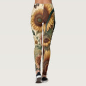Vintages Hühnerroster Ästhetik und Wildblume Leggings (Rückseite)