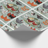 Vintages Hühnerzuchtmuster Geschenkpapier (Ecke)