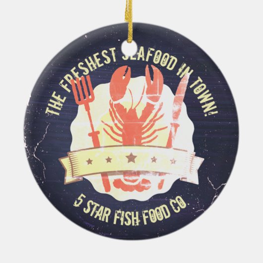 Vintages Hummergabelmesser-Tafel Weihnachten Keramik Ornament (Hinten)