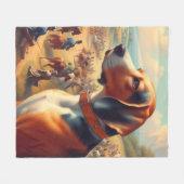 Vintages Hundbild Fleecedecke (Vorderseite (Horizontal))