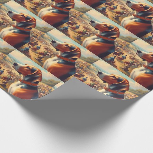 Vintages Hundbild Geschenkpapier (Ecke)