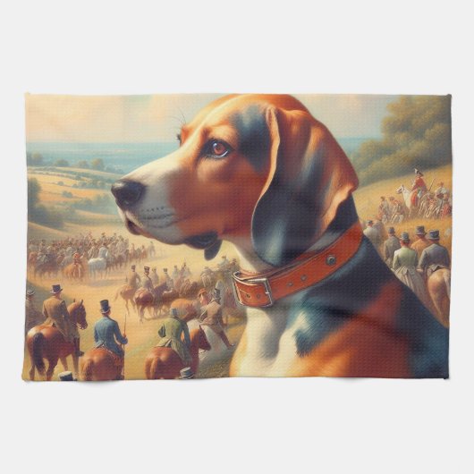 Vintages Hundbild Geschirrtuch (Horizontal)
