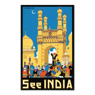 Vintages Hyderabad Indien Reiseplakat Fotodruck