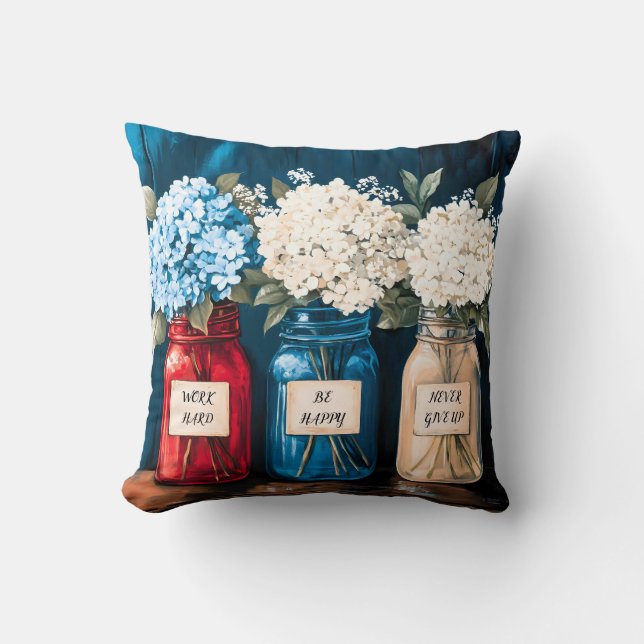 Vintages Hydrangea-Trio Kissen (Vorderseite)