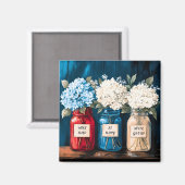 Vintages Hydrangea-Trio Magnet (Vorderseite/Rückseite)