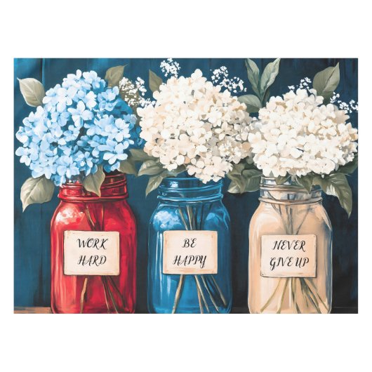 Vintages Hydrangea-Trio Tischdecke (Vorderseite (Horizontal))