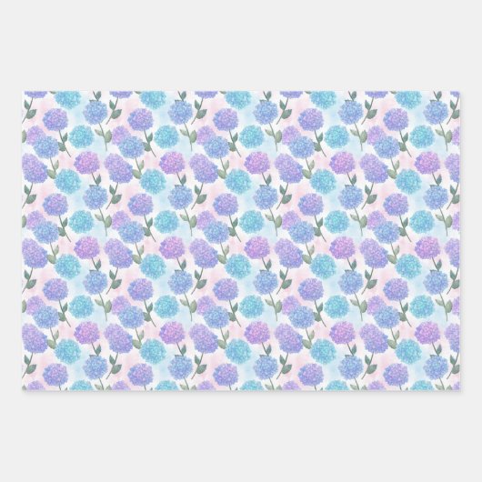 Vintages Hydrangemuster Geschenkpapier Set (Vorderseite)