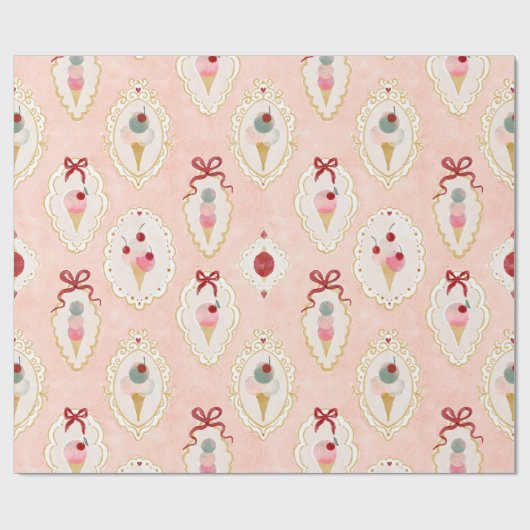 Vintages Ice Cream Delight Pattern Geschenkpapier (Flach)