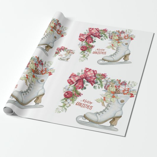 Vintages Ice Skate Holiday Wrapping Paper Geschenkpapier (Ungerollt)