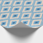 Vintages Ikat-blaues Muster. Geschenkpapier (Ecke)