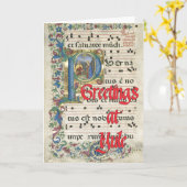 Vintages illuminiertes Yuletide-Skript Karte (Gelbe Blume)