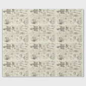 Vintages Illustrationspapier Geschenkpapier (Flach)