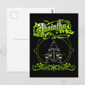 Vintages Illustriertes Absinthe-Set Postkarte (Vorne/Hinten)