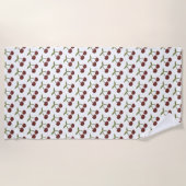 Vintages Illustriertes Muster auf Weiß Strandtuch (Vorderseite)