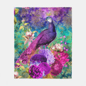 Vintages Illustriertes Peacock Grunge-Muster Fleecedecke (Vorderseite)