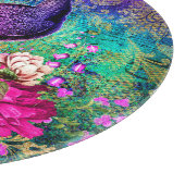 Vintages Illustriertes Peacock Grunge-Muster Schneidebrett (Ecke)