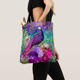Vintages Illustriertes Peacock Grunge-Muster Tasche