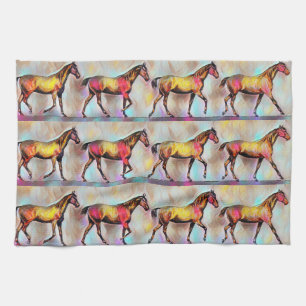 Vintages Illustriertes Pferd Handtuch