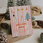 Vintages Illustriertes Weihnachtsfest gestreift Einladung