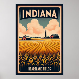 Vintages Indiana Farm Landschaftspopster Poster