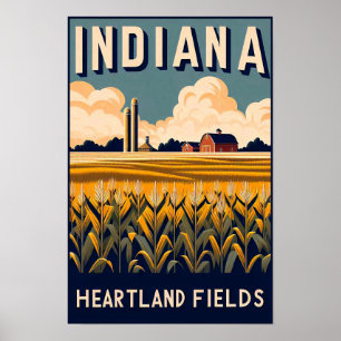 Vintages Indiana Farm Landschaftspopster Poster