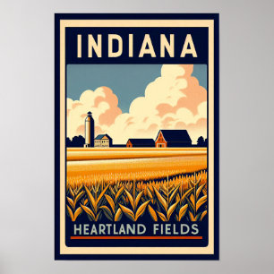 Vintages Indiana Farm Landschaftspopster Poster