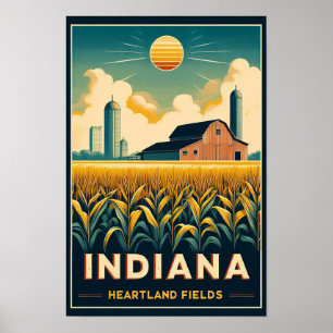 Vintages Indiana Farm Landschaftspopster Poster