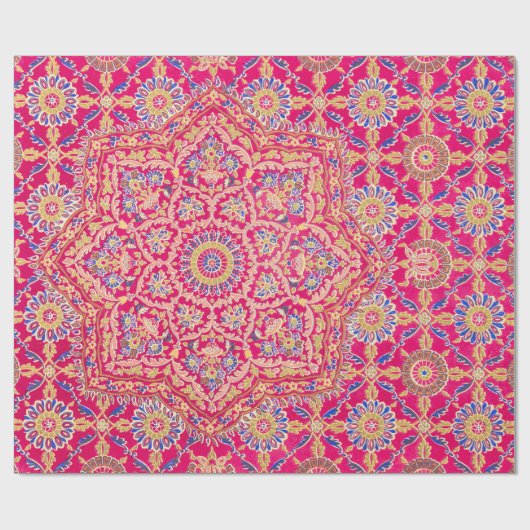 Vintages Indianerstickermuster Geschenkpapier (Flach)