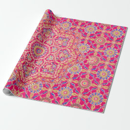 Vintages Indianerstickermuster Geschenkpapier
