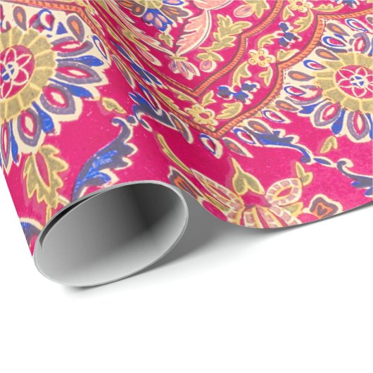 Vintages Indianerstickermuster Geschenkpapier (Rolleneckpunkt)