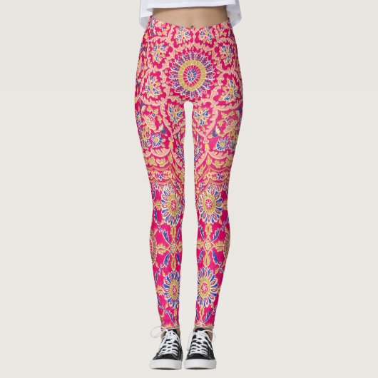 Vintages Indianerstickermuster Leggings (Vorderseite)