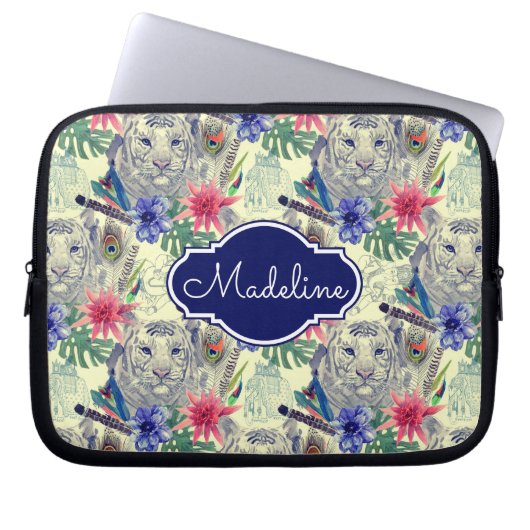 Vintages indisches Art-Tiger-Muster | addieren Laptopschutzhülle (Vorderseite)