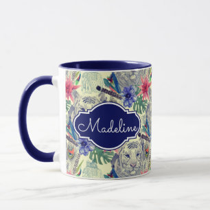 Vintages indisches Art-Tiger-Muster addieren Tasse